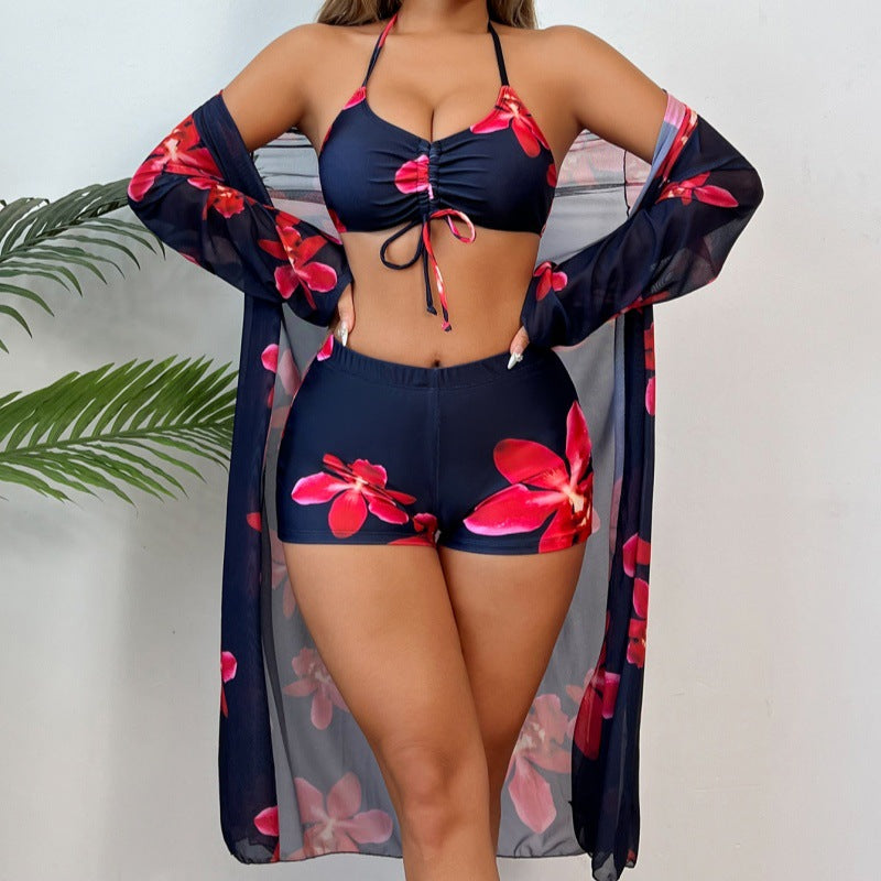 Blouse Floral One-piece Swimwear