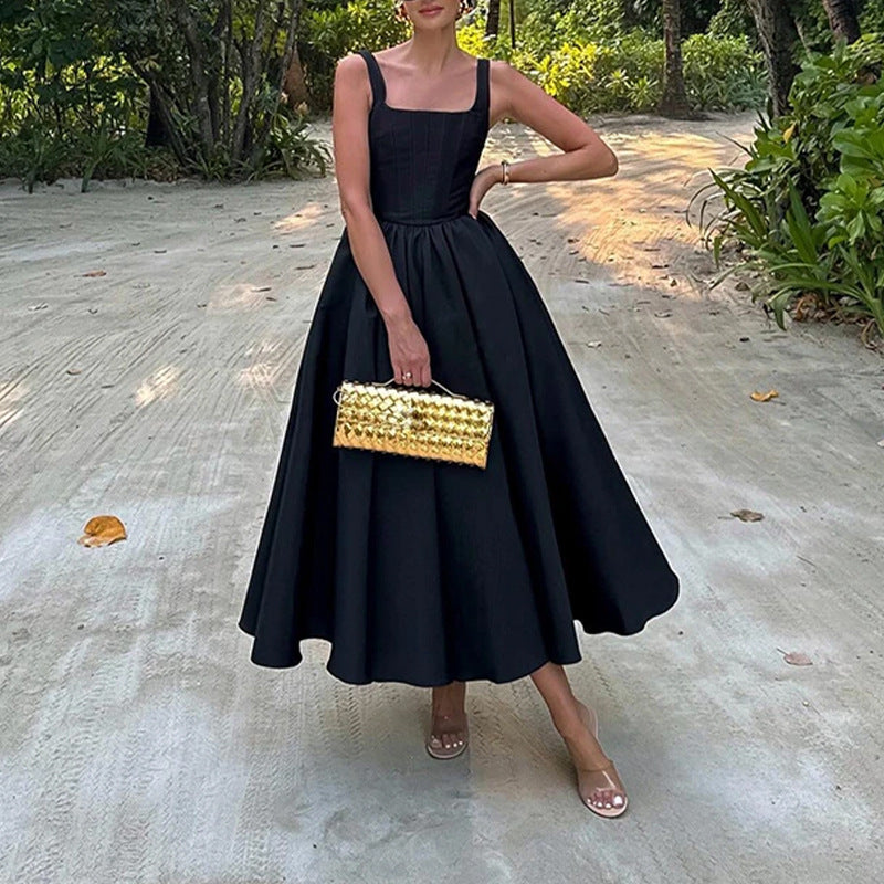 Shoulder Strap Elegant Strapless Camisole Sleeveless Dress