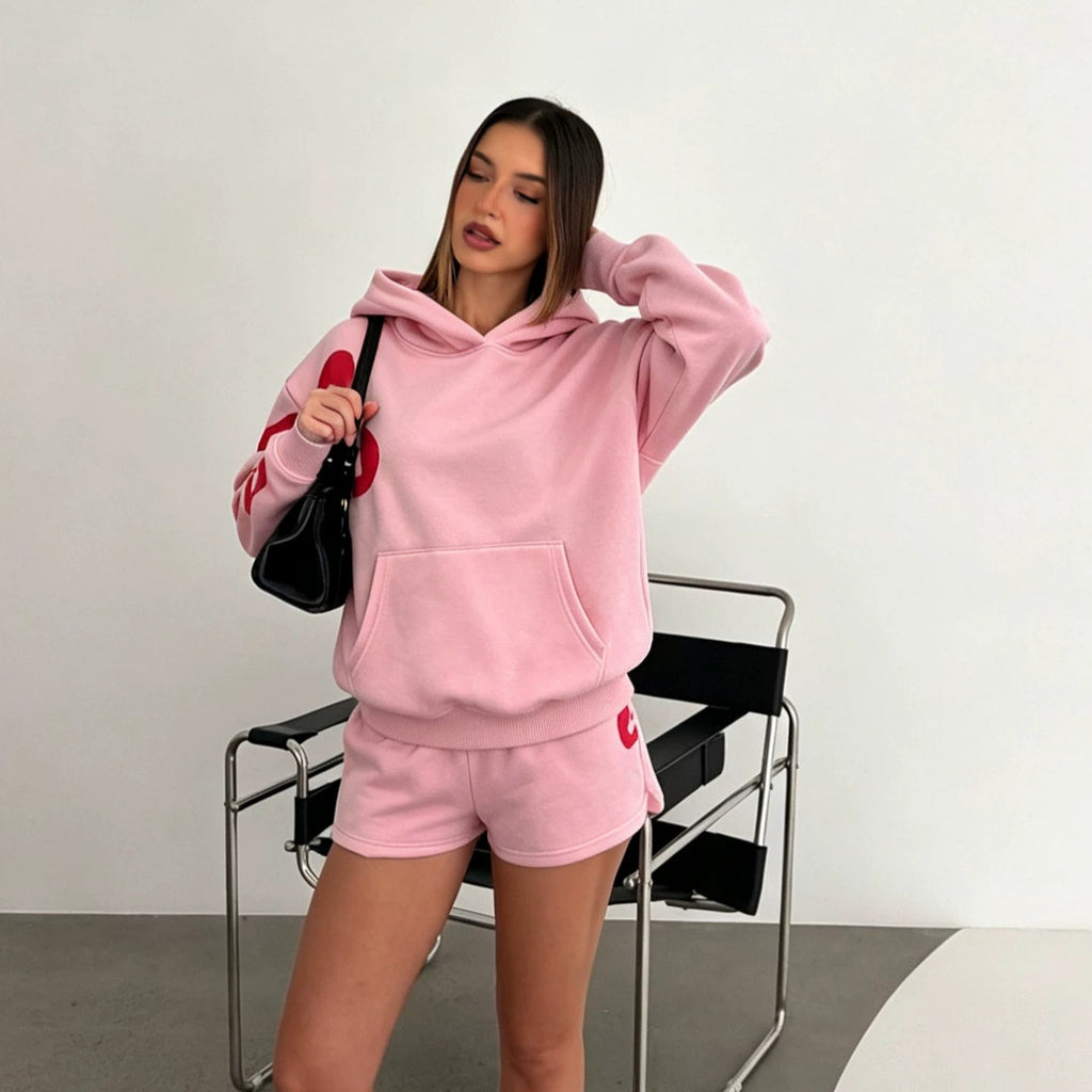 Women's Hooded Pullover and Shorts Set