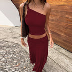 Women's Tank Top And Ruched Skirt Set