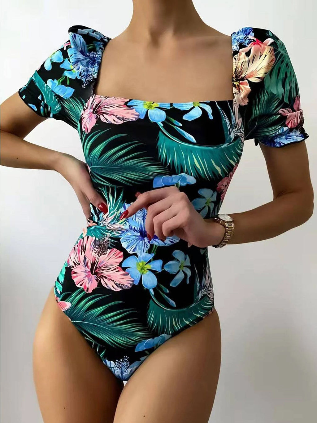 Printed Floral One-piece Swimwear