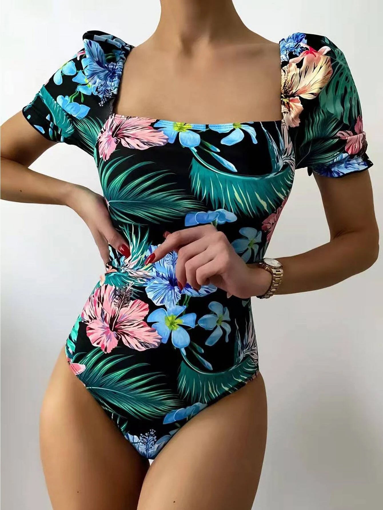 Printed Floral One-piece Swimwear