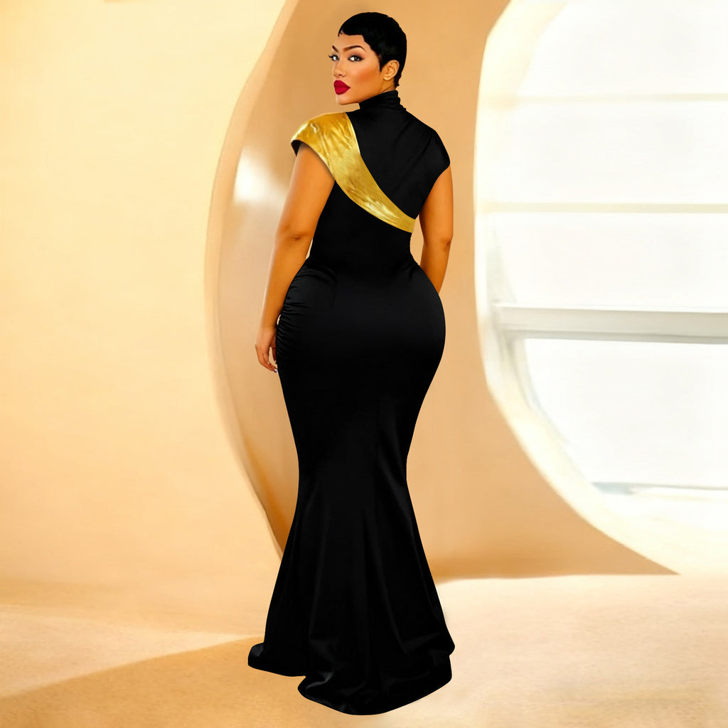 Color Contrast Bronzing Slim Dress