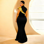 Color Contrast Bronzing Slim Dress