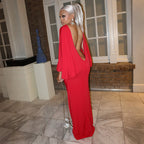 Women's Backless Long-Sleeve Maxi Dress