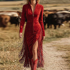 Women's Western Suede Tassel Dress
