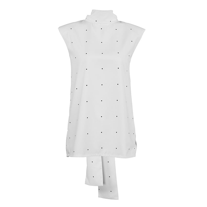 Women's Polka Dot Backless Bow Detail Vest Top