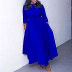 Women's Solid Color Large Swing Lace Up Dress