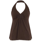 Women's Embroidered Halter Ruched Top