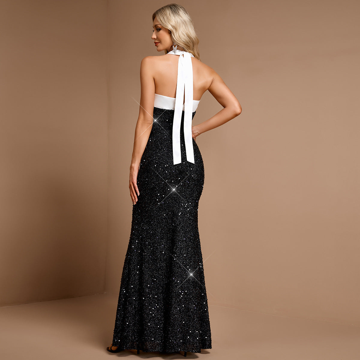 Women's Black Sequin Maxi Dress