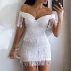 Tight Dress Off-Shoulder Tassel Tight