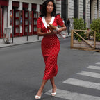 Women's Polka-Dot Split Midi Dress