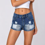 Ripped Trendy Slim Fit Slim Sexy Women Denim Shorts