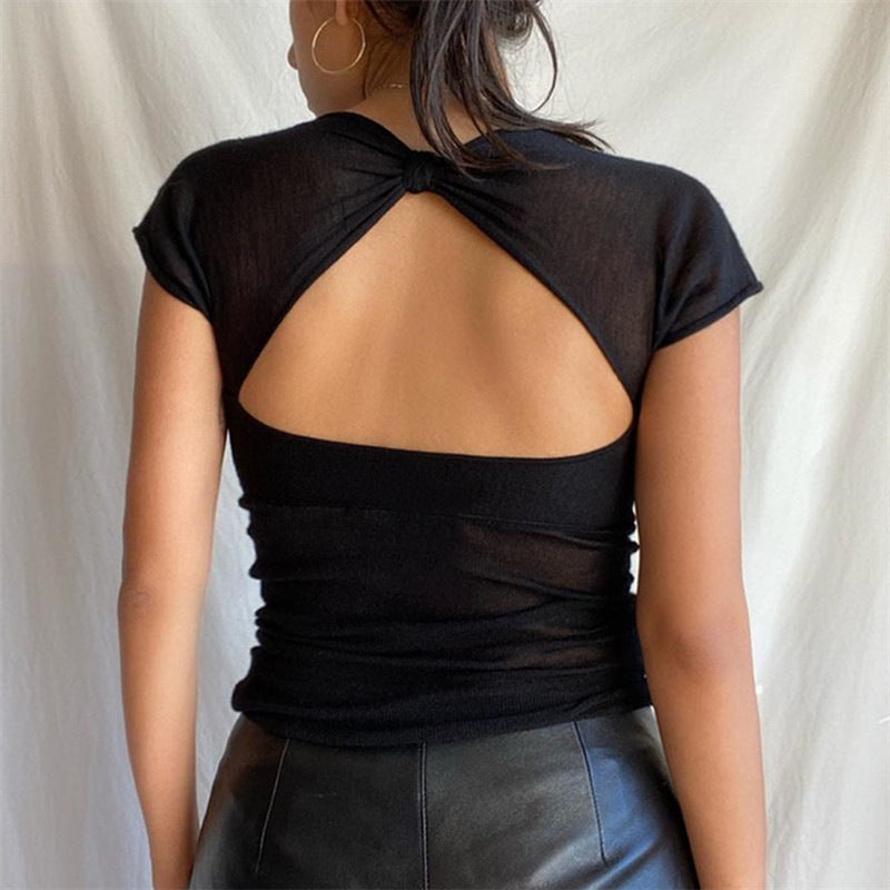 Women's V Neck Solid Color Slim Slimming Short Sleeve T-Shirt