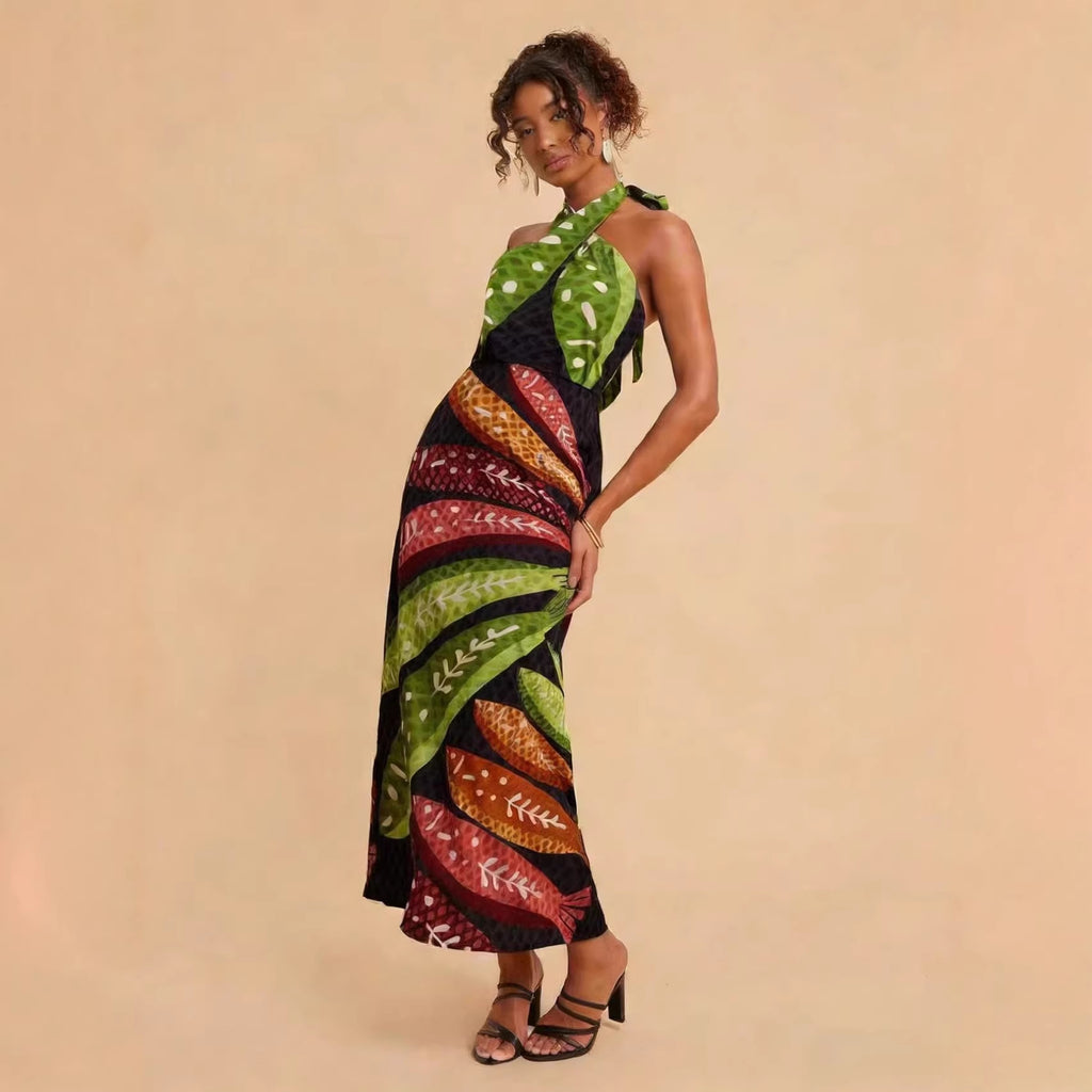 Women's Backless Floral Dress