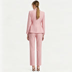 Women's Floral Embroidered Blazer and Trousers Two-Piece Set