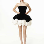 Women's Velvet Strapless Floral Dress