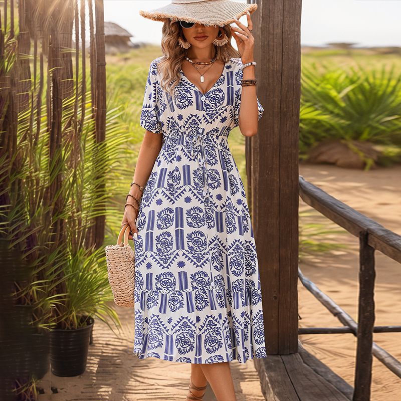 Summer Casual A-Line National Printing Dress