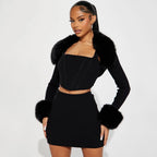 Women's Long-Sleeve Top And Skirt Two-Piece Set