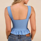 Square Neck Ruffle Strap Vest Top
