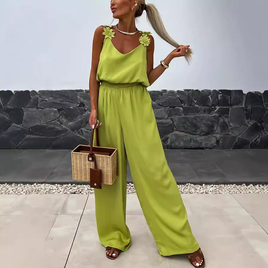 Women's Suspender Wide-Leg Jumpsuit