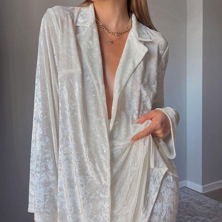 Long-Sleeve Top & Wide-Leg Pants Set