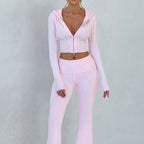 Spring Autumn Women Slim Fit Short Hood Top Casual Pants