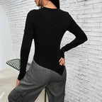 Women's Asymmetric Hem Long-Sleeve Top