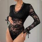 Women's Lace V-Neck Long-Sleeve Jumpsuit