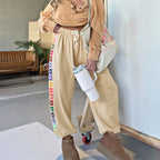 Ethnic Loose Stitching Sweatpants Pants