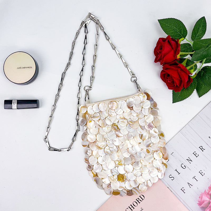 Women's Beaded Shell Shoulder Bag