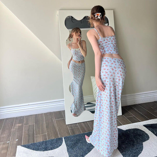 Floral Strap Top & Skirt Set