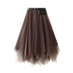 Irregular Asymmetric Spring Summer Mid-Length Black Skirt