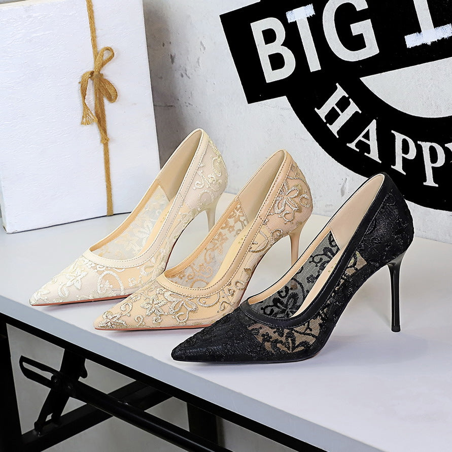 Women's Floral Lace Stiletto Heels
