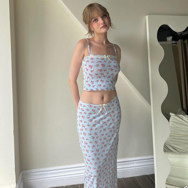 Floral Strap Top & Skirt Set