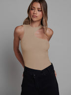 Ribbed Cutout Sleeveless Jumpsuit