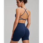 Seamless Thin Strap Crossing Beautiful Back Yoga Outfit Set Running Quick Drying Tight Fitting Sports Fitness Outfit Set For Women (Runs Small)