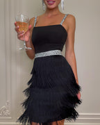 Date Dinner Strappy Tassel Dress