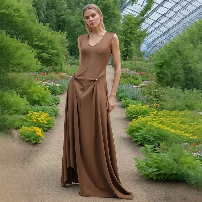 Women's Sleeveless V-Neck A-Line Maxi Dress
