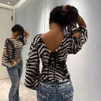 Animal Print Beaded Halter Top