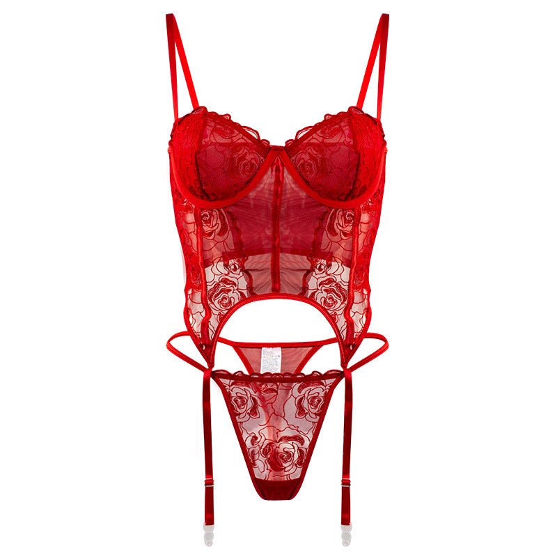 Red Embroidery Bra Lingerie