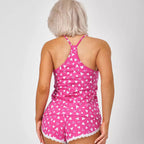 Heart Printing Lace Design Sexy Strappy Bow Lace Shorts Two Piece Set Ladies Homewear