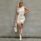 Belted Knit Split Mini Dress
