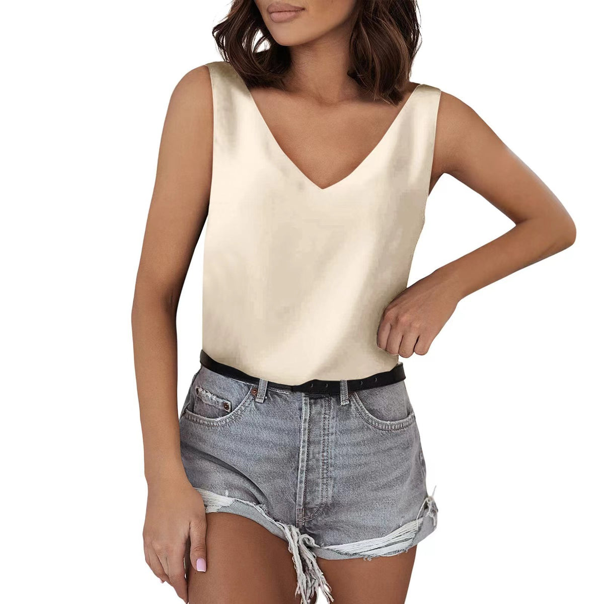 Women's Satin V Neck Sleeveless Camisole