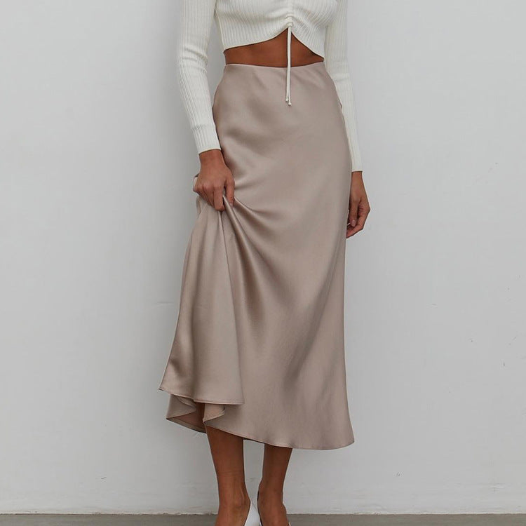 Elegant Solid Skirt Office High Waist Hip Skirt
