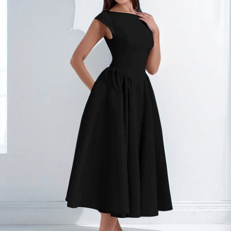 Spring French Elegant Waist Slim Fit Sleeveless Back Cutout Dress