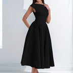 Spring French Elegant Waist Slim Fit Sleeveless Back Cutout Dress