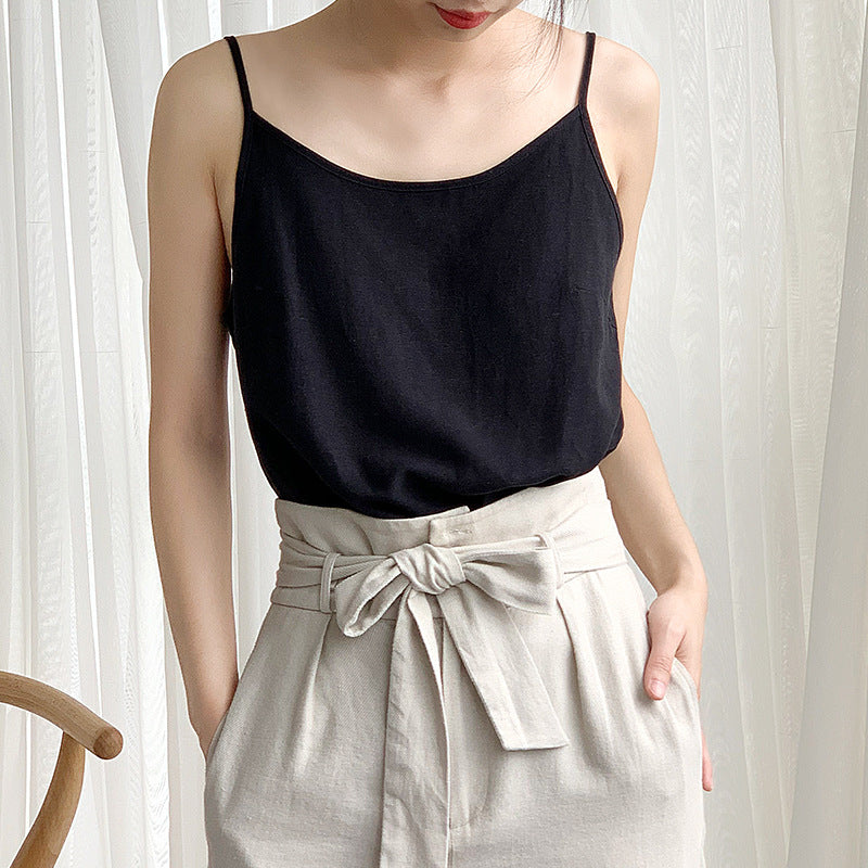 Women's Ramie Linen Round Neck Sleeveless Top