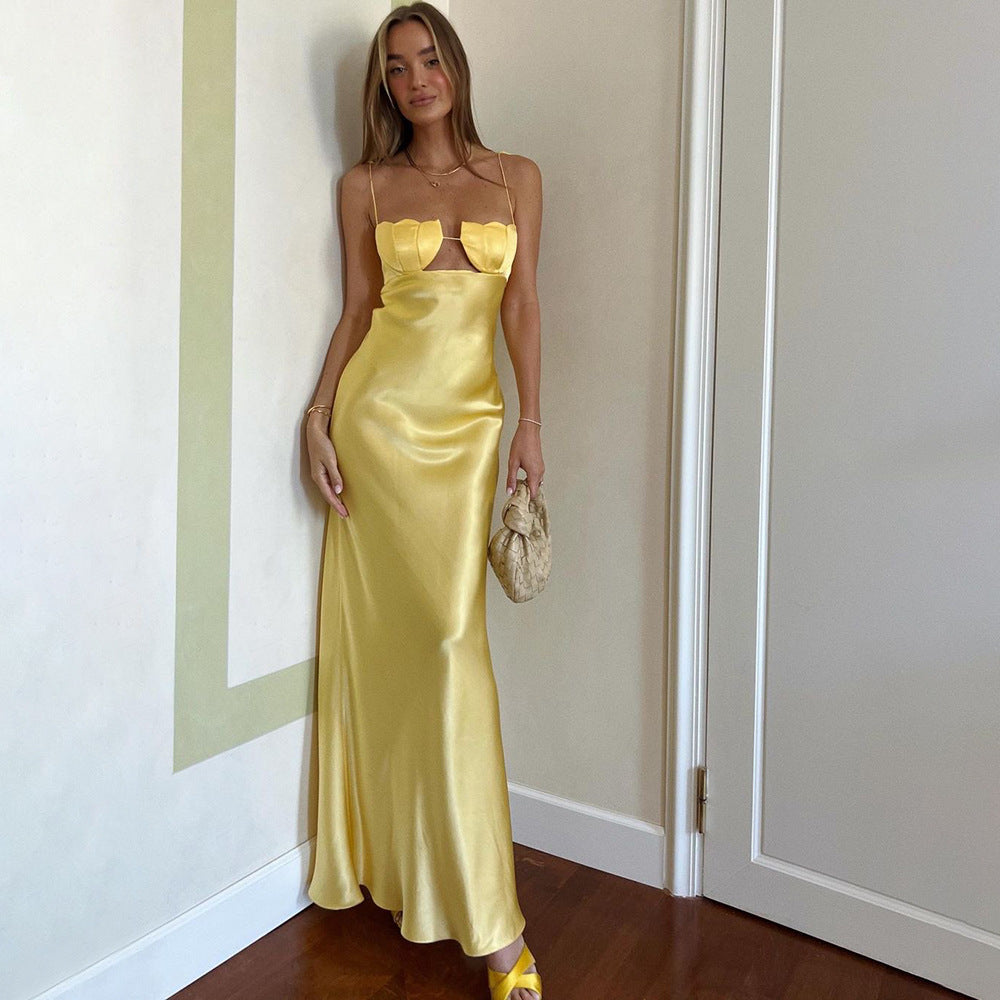 Women's Winter Shell Chest Cup Strap Dress Sexy Women Clothing Dress Backless Wearable