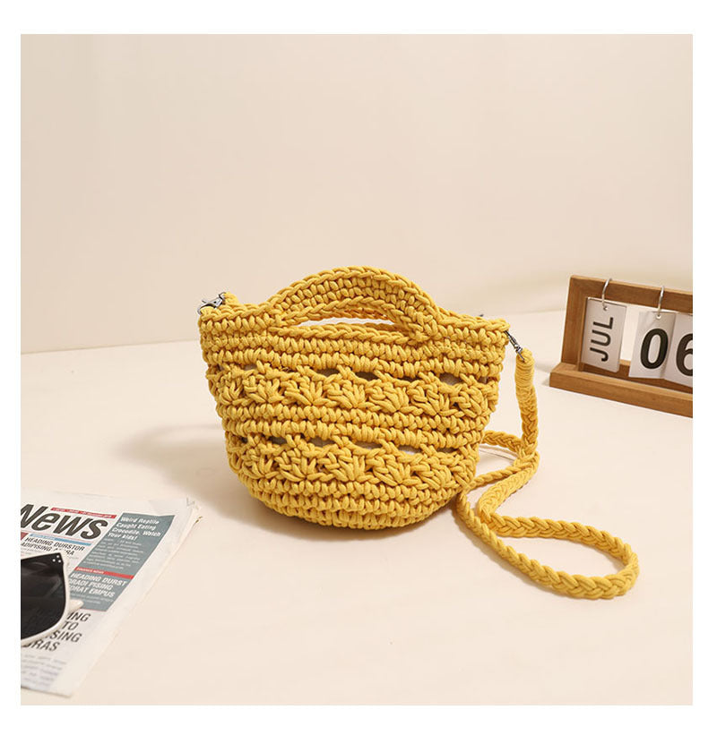 Colored Crossbody Cotton Thread Yellow without Lining